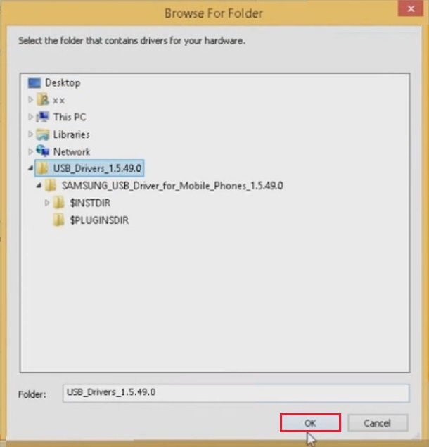 selección de carpetas