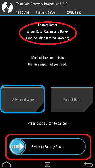 opción de borrado avanzado