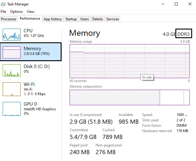 Verifique el tipo de RAM