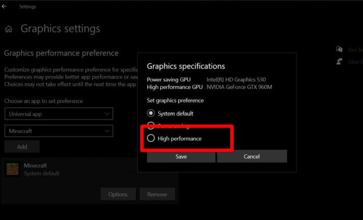 Minecraft no usa una GPU