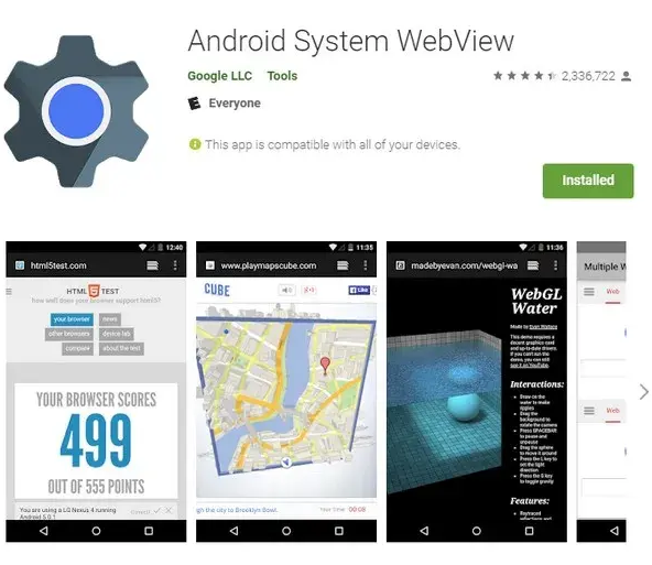 vista web del sistema android