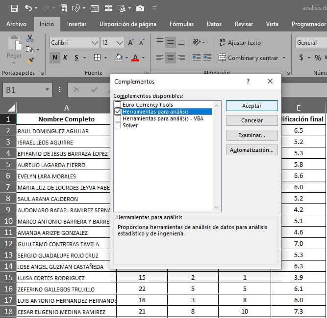 ¿Cómo habilitar Complementos en Excel 365?