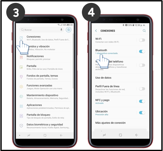 ¿Dónde está Bluetooth en Samsung?