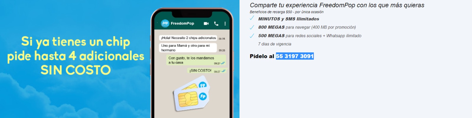 ¿Qué compañía es el chip FreedomPop?