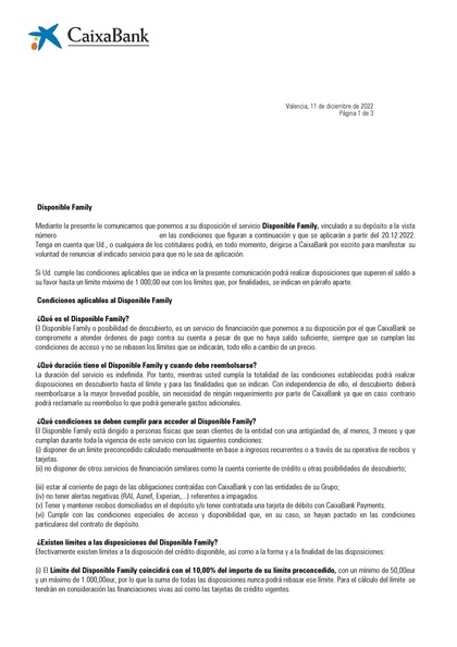 ¿Qué es el servicio disponible Family de La Caixa?