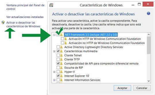 ¿Cómo activar el NET Framework en Windows 8?