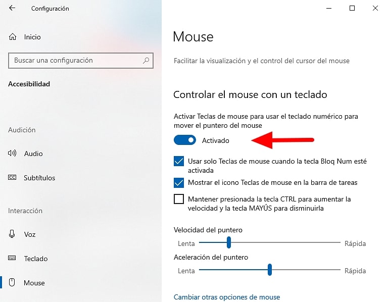 ¿Qué Teclas activan el mouse?