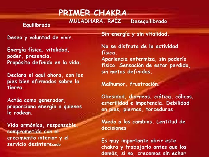 ¿Qué emocion bloquea el primer chakra?
