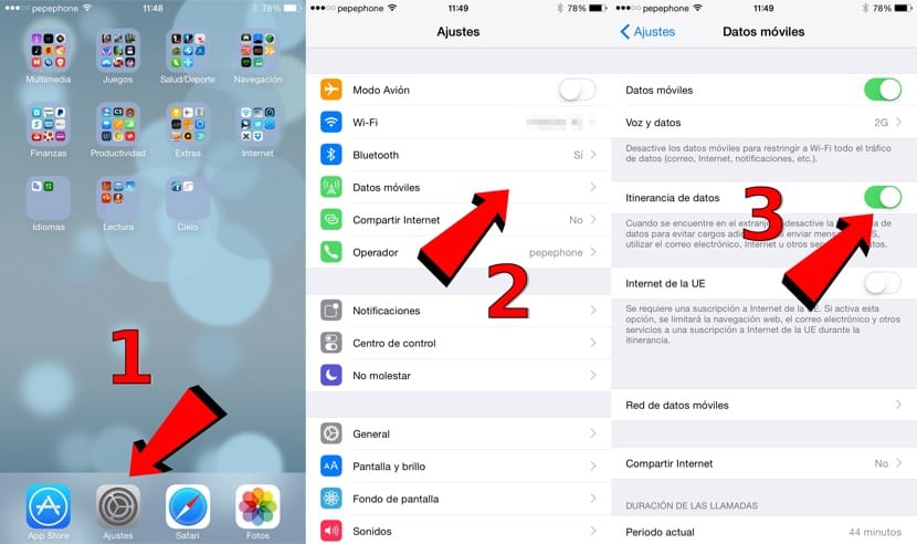 ¿Dónde activar Itinerancia de datos en iPhone?