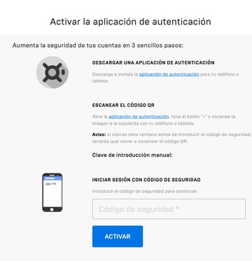 ¿Cómo activar autenticación en dos pasos de fortnite?