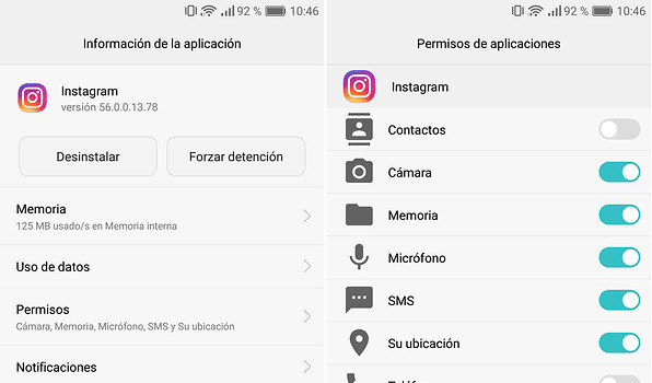 ¿Cómo puedo permitir el acceso de Instagram a la cámara?