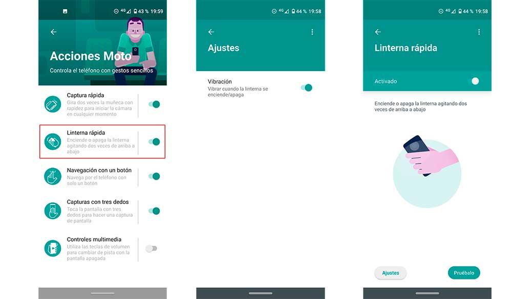 ¿Cómo activar mi linterna con movimiento?