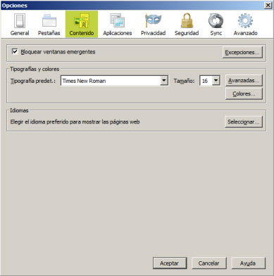 ¿Dónde se encuentra la ventana emergente?