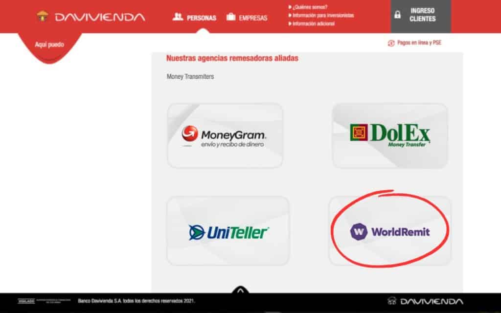 ¿Cuánto dinero puedo recibir del extranjero en Colombia Davivienda?
