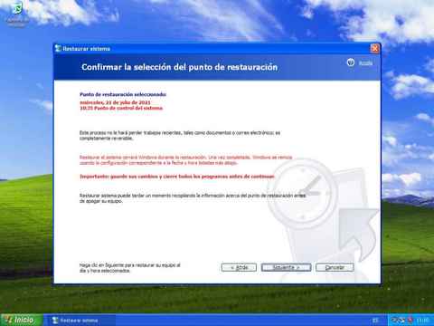¿Cómo activar Restaurar sistema en Windows XP?