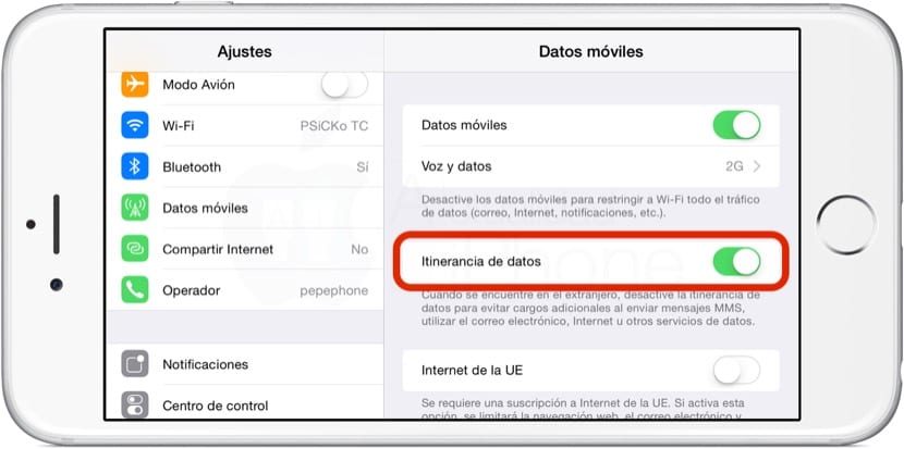 ¿Qué es el roaming de datos en el iPhone?