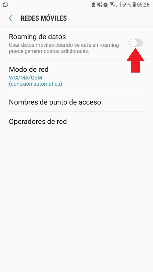 ¿Cómo activar roaming en ajustes?