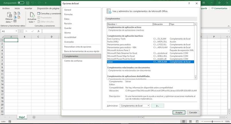 ¿Cómo instalar Solver en Excel 2007?