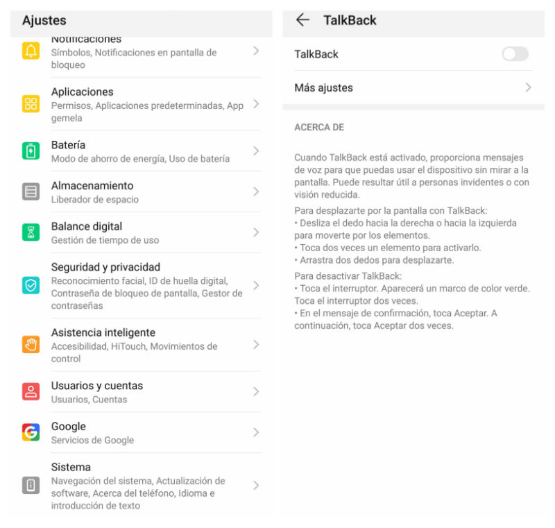 ¿Cómo cambiar de pantalla con TalkBack?