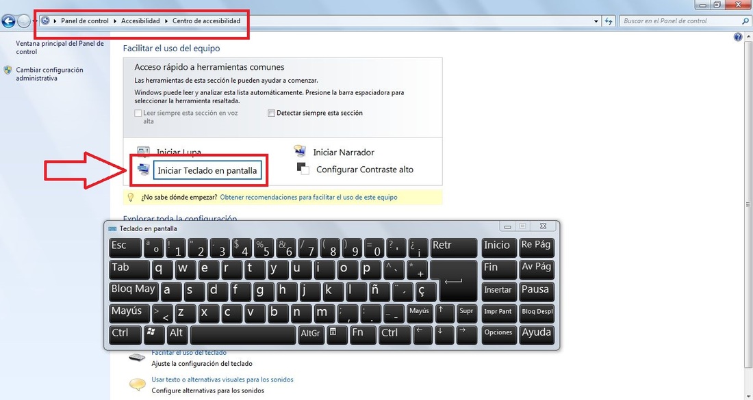 ¿Cómo activar el teclado en pantalla en Windows 7?